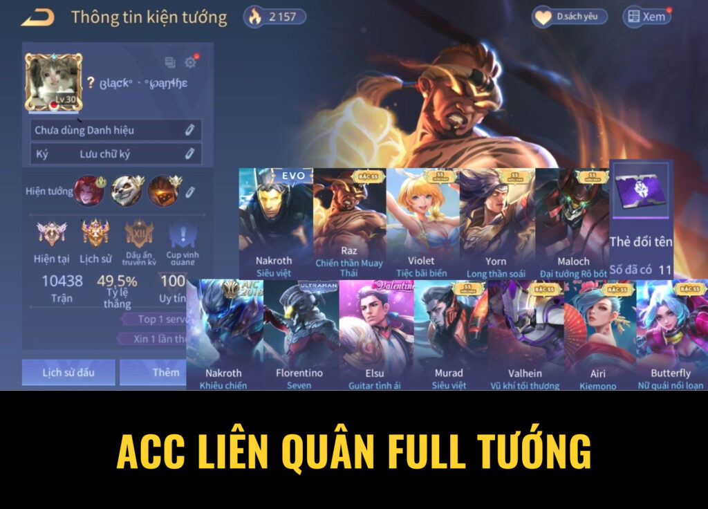 acc liên quân full tướng