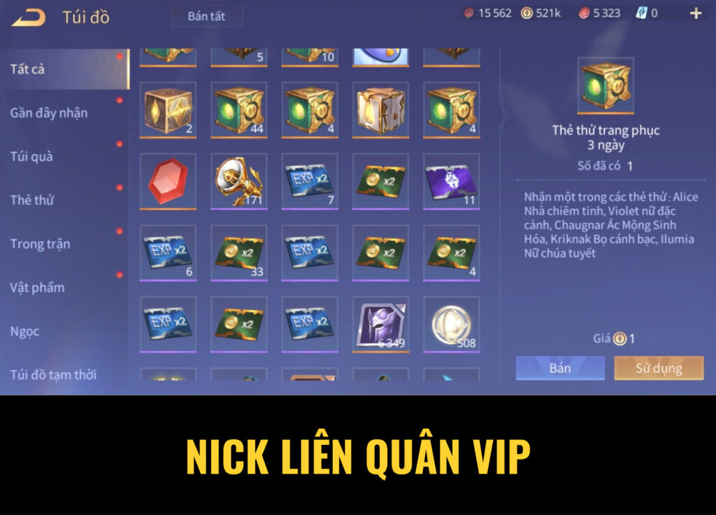 nick liên quân vip